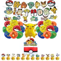 Sweet Pikachu Pokémon Décorations de fête d’anniversaire Bannière Ballons Gâteau Cupcake Toppers Décoration pour enfants