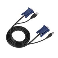 15 Broches VGA Mâle vers Mâle + USB A/B, Câble de Commutateur KVM USB 2.0 de 1,4 M, Câble Multifonctionnel 2 en 1 avec