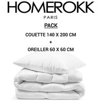 HOMEROKK Couette 1 place - 140 x 200 cm + 1 Oreiller 60 x 60 cm