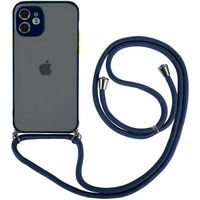 Coque Bandoulière Réglable Pour iPhone 12 (6.1") Bleu Marine Semi-Transparente Protection Anti-choc Légère Rigide Slim