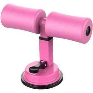 Barre Abdominale Double Fonction – Repose-Pieds Avec Ventouses Et Bande De Résistance, Entraîneur Portable Pour Maison (Rose/Gris/Noir)