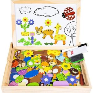 Puzzle Magnétique Habillage Visage - Jeu éducatif Double Face Pour Enfants, Portable, 32x25 Cm, En ABS - 4