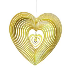 CARILLON À VENT Art géométrique Coeur Vent Spinner Jardin Cour D'art Vent Coeur Vent Spinner Parfait Choix Pour Rendre Votre Maison- Gold[D48752]