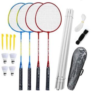 KIT BADMINTON set de raquettes badminton - 4 personnes badminton set avec net pour garden setup easy setup set parfait pour les enfants adultes