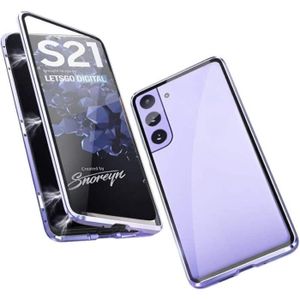COQUE - BUMPER Coque Samsung Galaxy S21 5G 360 Degrés Protection Magnétique Adsorption FlipMétal Frame Ultra Mince Transpare U6