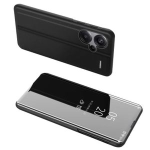 HOUSSE - ÉTUI Housse pour Xiaomi Redmi Note 13 Pro+ Plus 5G - etui coque portefeuille clear view miroir + film ecran - NOIR
