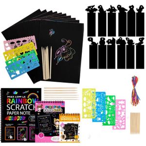 Papier dart De Croquis De Peinture à Gratter Notes pour Dultes Enfants Murale Bricolage Motifs Rainbow Scratch Bloc 