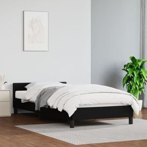 STRUCTURE DE LIT Cadre de lit avec tête de lit Noir 80x200 cm Simil
