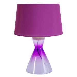 LAMPE A POSER CONICAL-Lampe à poser conique verre  transparent violet Abat-jour: tambour tissu violet 1 ampoule E27 pop color P35xD35xH50cm