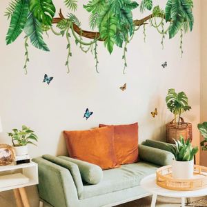 Tropical Vert Feuillage Feuilles Plante Autocollant Mural Vinyle Décalque  Maison