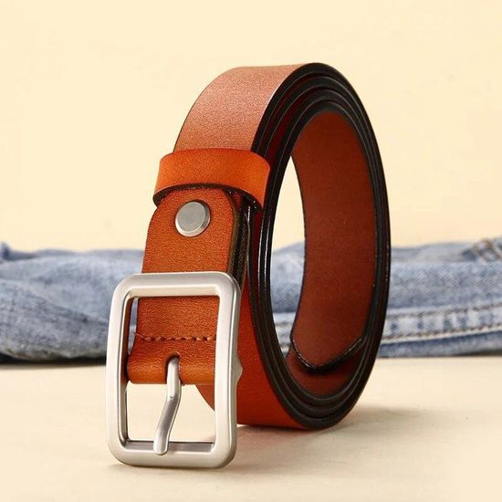 Ceinture Femme En Cuir Véritable - Blanche Et Noire, Boucle Ardillon, Taille 115 - Neuf Avec étiquettes