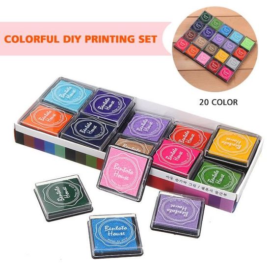 Tampons Encreurs 12 Couleurs Pour Enfants - Avec 20 Motifs Mignons & Livre D'images | Peinture DIY Créative