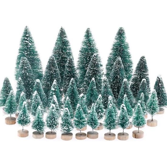 3 Sapins De Noël Miniatures Avec Lumières LED - Décorations De Table, Batterie Incluse - Design Dégradé Brillant - 5