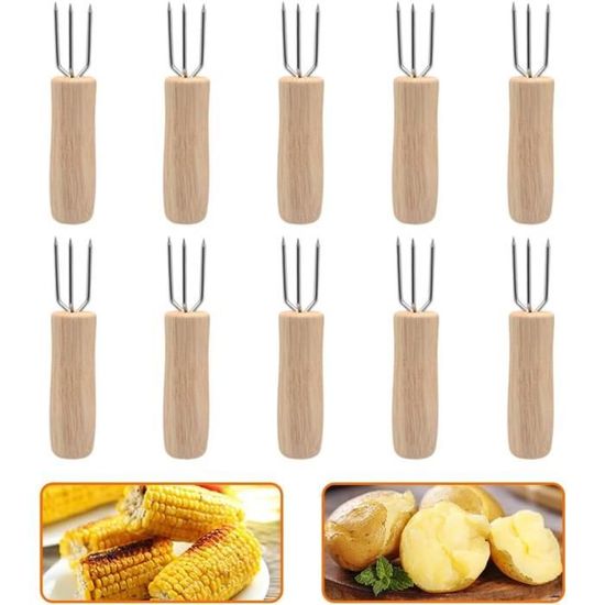 UKCOCO Lot De 2 Fourchettes à Fruits En Acier Inoxydable Avec Long Manche Et Deux Dents Pour Apéritifs