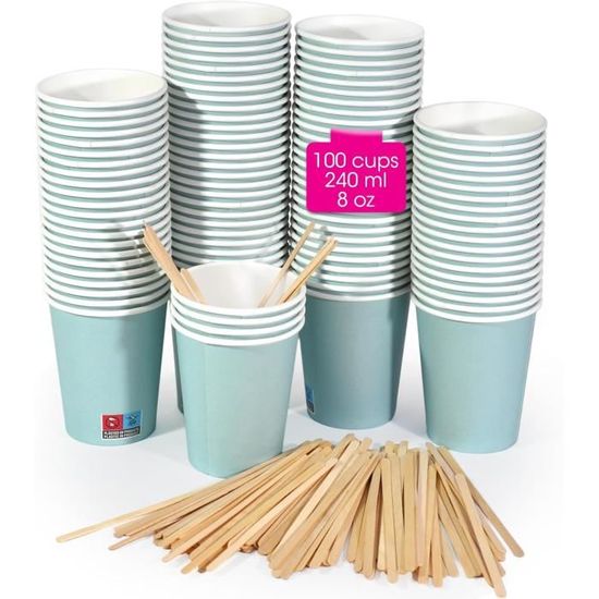 Gobelets Jetables - BIOZOYG - écologique En Papier - 100ml - Blanc