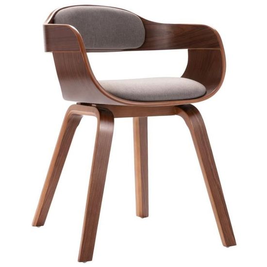 JM 1pc Chaise de salle à manger Design Scandinave Taupe Bois courbé et similicuir 49x51x70cm|6489