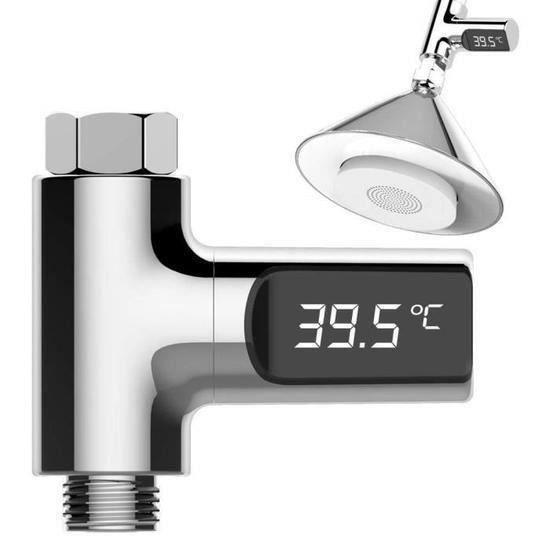 BK Thermomètre de douche, Thermomètre de Bain pour Bébé, Adulte, avec Moniteur (écran LED) de Température de l'eau Rotatif à 360°
