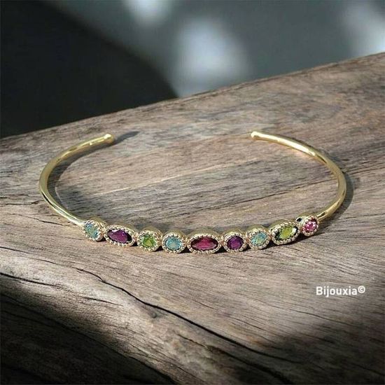 Bracelet Jonc Ajouré Plaqué Or 18 Carats - Diamètre 5,8 Cm - Marque Bijouxia - Neuf Avec étiquettes