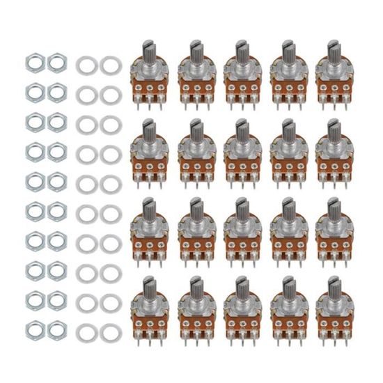 2 Potentiomètres Rotatifs Linéaires 20K Ohm B20K - Arbre 15mm Diamètre 6mm