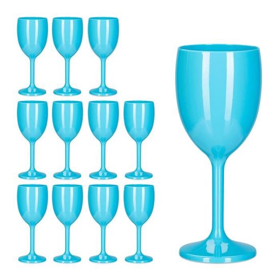 Lot de 12 verres à vin à pied en plastique coloré - Verres à pied  réutilisables en Tritan pour fête, mariage, restaurant, [562] - Cdiscount  Maison