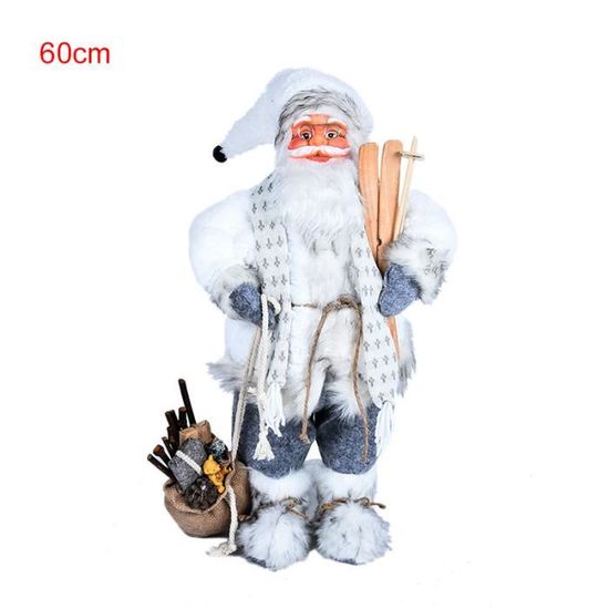 Poupée Père Noël Peluche Ornement Debout Père Noël Figurine pour Cadeau De Noël Magasin Décoration Arbre de Noël - 60cm