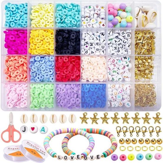 MICHIHOMIE Kit 12000 Perles + Breloques - 48 Couleurs + Accessoires DIY Bracelets & Colliers Pour Filles