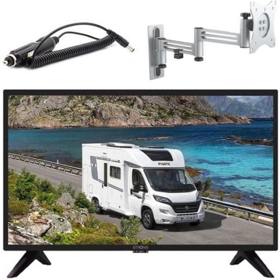 PACK TV strong LED 24" 60cm HD 12V Mode Hôtel camping car + Cordon