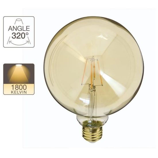 Ampoule LED globe / vintage, culot E27, 3,8W cons. (30W eq.), lumière blanc chaud