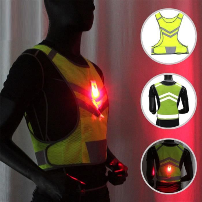 Veste de vélo fluorescent LED jaune vestes de sécurité Haute visibilité LED réfléchissant gilets de sécurité manteau pour la course