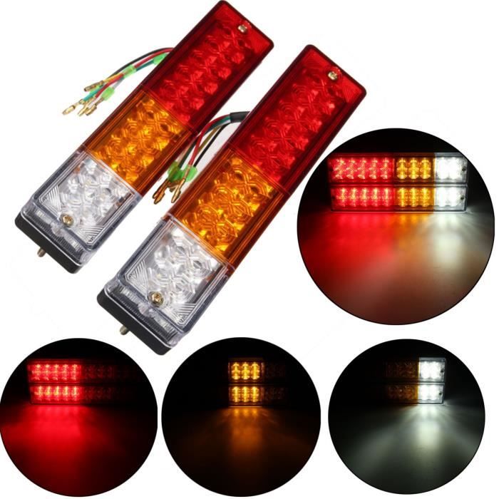 TEMPSA 2Pcs 12V LED Frein Feu Arrière Lampe Recul Indicateur Camion Remorque Caravane