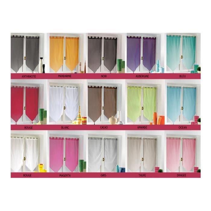 Paire de voilage - 60 x 90 cm - Uni Rouge ...