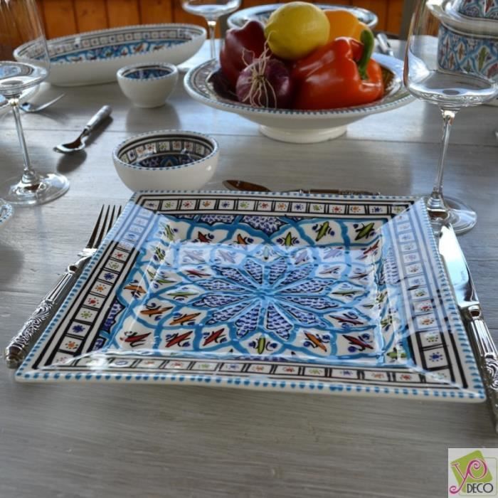 Assiette carrées Bakir turquoise - L 24 cm