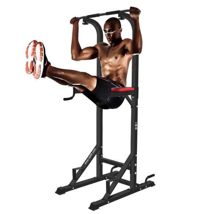 ISE Chaise Romaine Station Traction dips Multifonctions Barre de Traction dips Banc de Musculation Power Tower