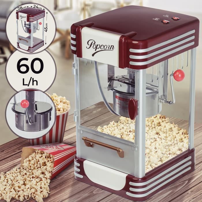 Machine à Pop corn Retro Popcorn Salé et Sucré Nostalgia 330-360W 60L/h, 200g/10min Maïs Soufflé Vintage