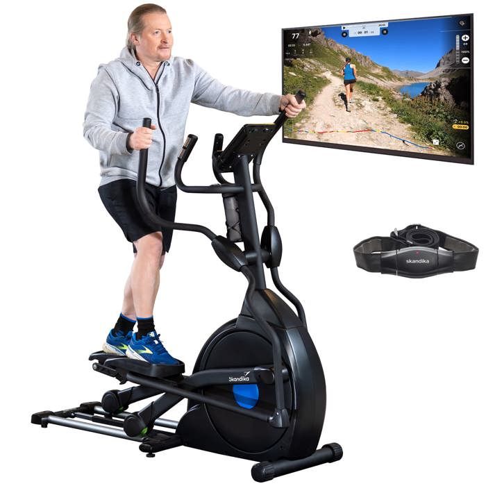 skandika CardioCross Carbon Champ - Vélo elliptique - Bluetooth - 19 Prog - Max. 150 kg - 32 niveaux de résistance