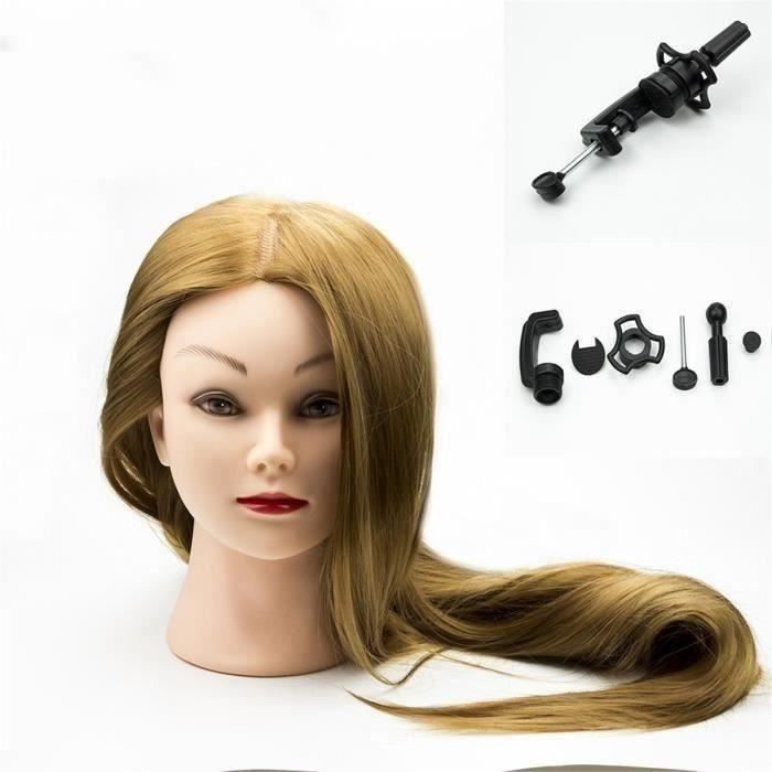 MARGUERAS Tête à coiffer Professionnelle Claudia - 65 cm Cheveux + Support