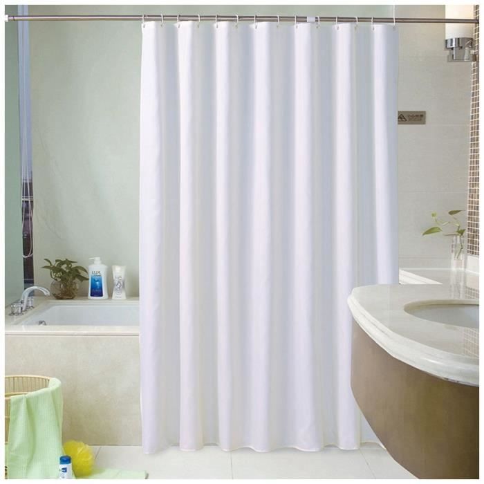 Rideau de Douche Résistant à La Moisissure Imperméable Rideaux de Salle de Bain Avec Des Crochets Anti-Moisissure,Blanc,120x200cm