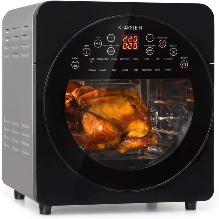 FRITEUSE KLARSTEIN AeroVital easy touch - Friteuse à air chaud, 1700W, 50-220°C, 14 litres, 16 programmes, Ecran ta105