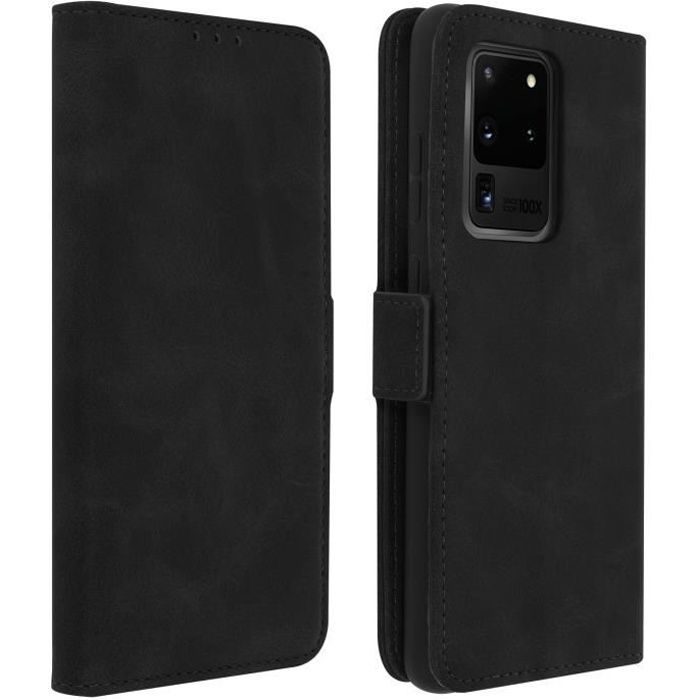 Housse Samsung Galaxy S20 Ultra Étui Folio Porte-cartes Fonction Support noir Noir