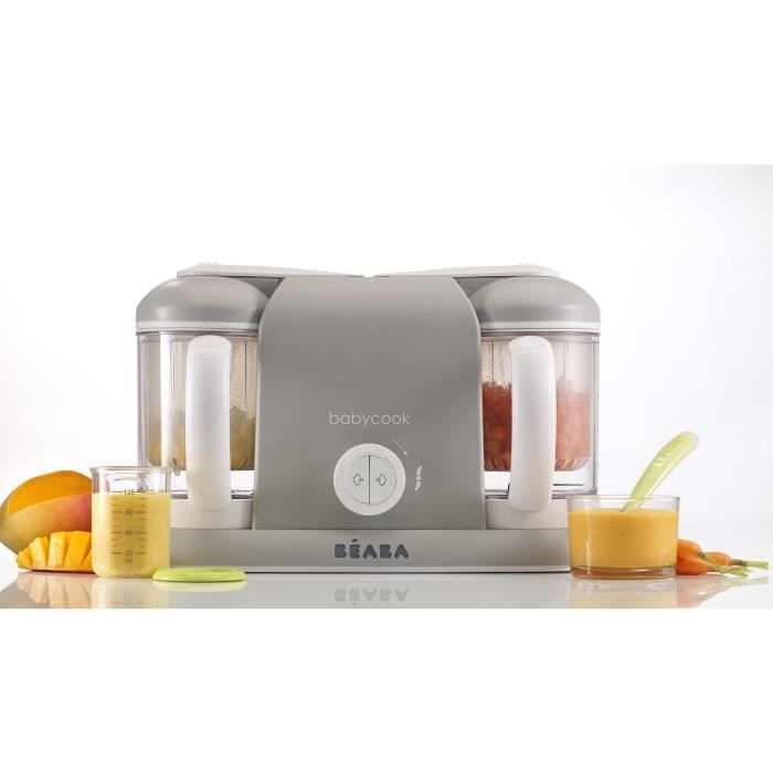 BEABA, Babycook Duo, Robot bébé 4 en 1, Cuiseur, Mixeur, Contenance XXL 2200 ml - Gris