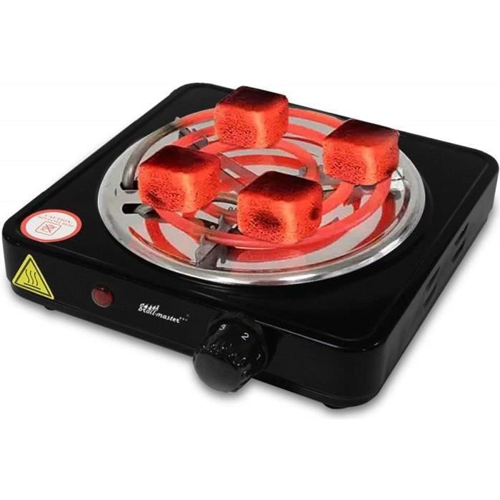 broil-master® Allume Charbon - Électrique, 1000 W, Thermostat 5 Positions - Plaque Chauffante Chicha, Narguilé, Charbon Naturel