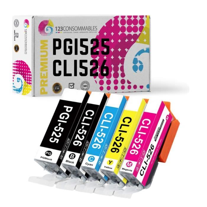 CANON . Pack de 5 cartouches d' encre compatibles équivalent au modèle d'origine CANON CLI-526 Photo Value Pack. En