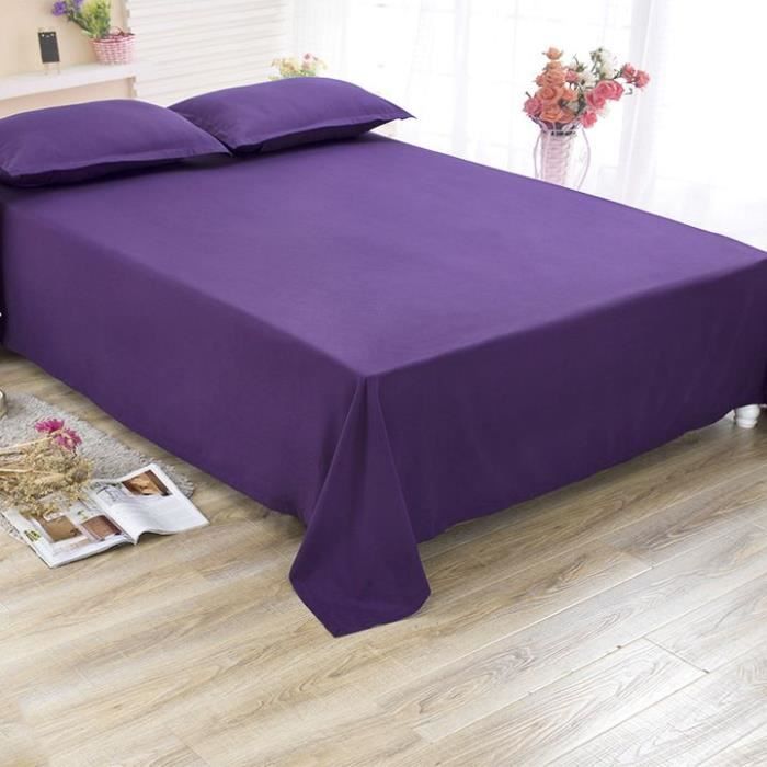 Drap Plat Couleur Unie 240 x 260 - Violet