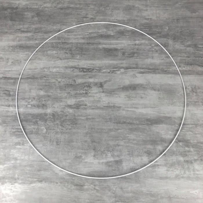 Grand Cercle XXL métallique blanc diam. 70 cm pour abat-jour, Anneau epoxy blanc Attrape rêves - Unique