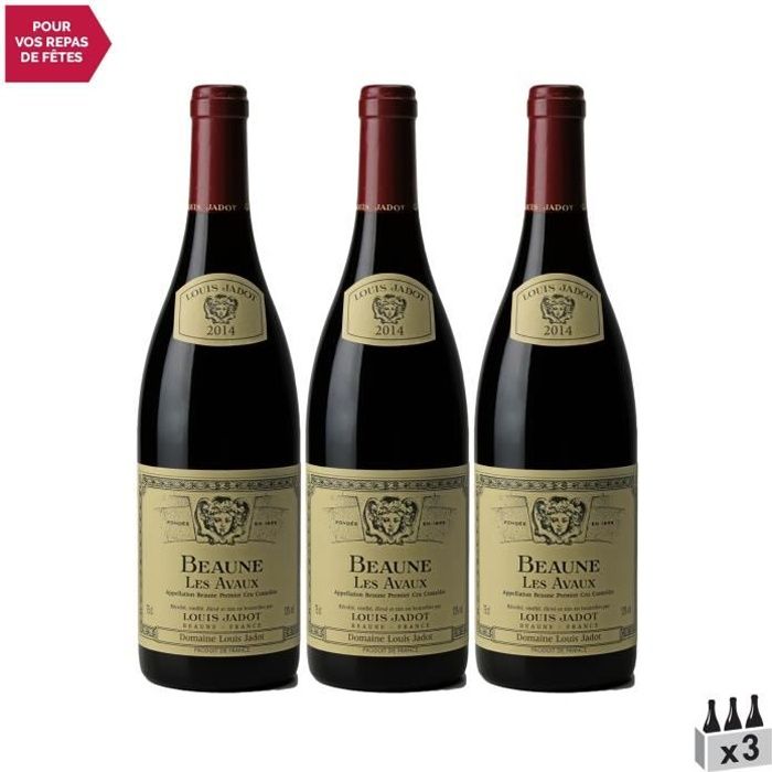 Beaune 1er Cru Les Avaux Rouge 2015 - Lot de 3x75cl - Louis Jadot - Vin AOC Rouge de Bourgogne - Cépage Pinot Noir