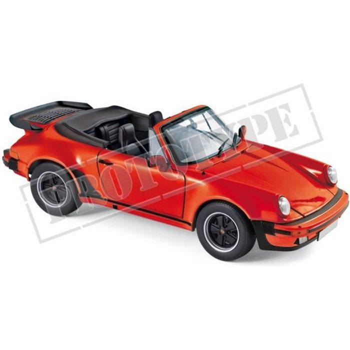 Véhicule Miniature assemble - Porsche 911 Turbo Cabriolet Rouge 1987 1-18 Norev