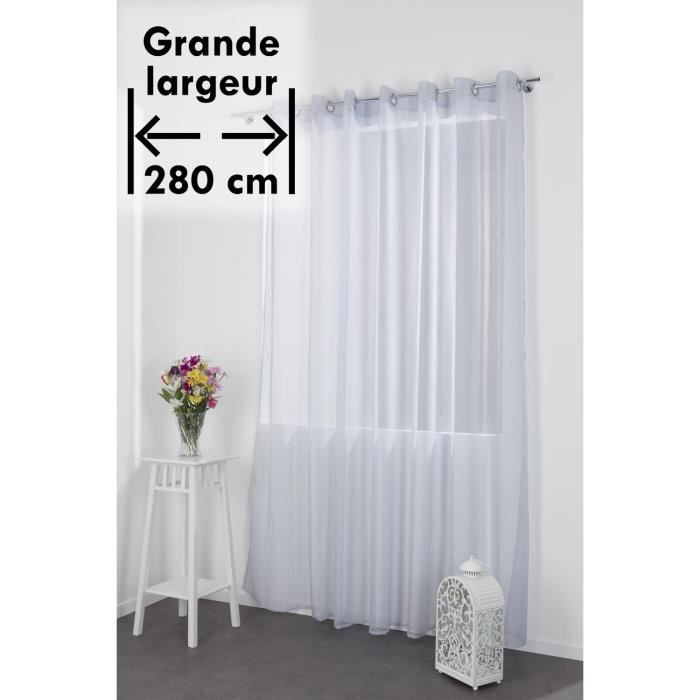 Voilage Style Scandinave 280 x 240 cm à Oeillets Grande Largeur Motif Géométrique Imprimé Bicolore Gris