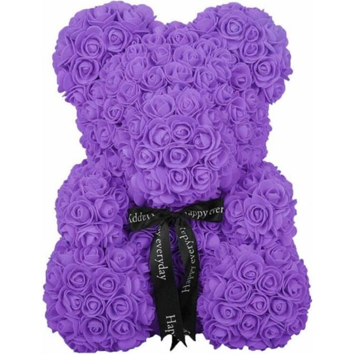 ROSE Ours éternel Fleur Ours en Peluche Fleurs artificielles Saint Valentin Anniversaire de Mariage Anniversaire Cadeaux - violet