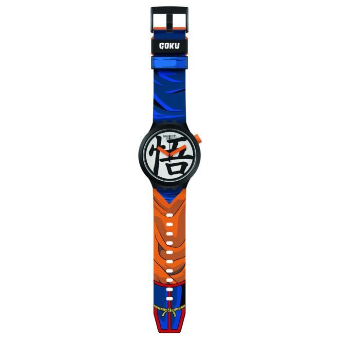 Bracelet silicone / plastique homme - SWATCH - Montre Swatch Goku X Collection Dragon Ball Z - Couleur de la matière:Noir
