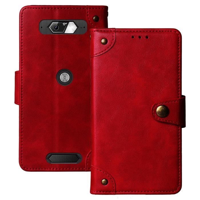JYT Rouge Flip Premium Cuir Housse Coque Pour Crosscall Core-M5 Étui Couverture Case Protecteur Cover Antichoc